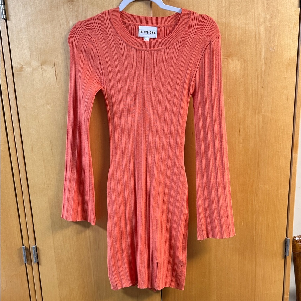 Olive and Oak coral Ribbed Knit Dress